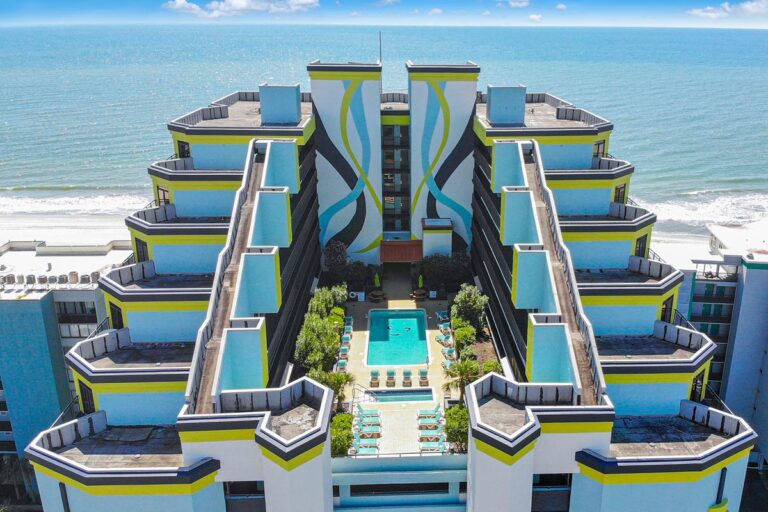 Aerial of Monterey Bay Suites Rooftop Pool