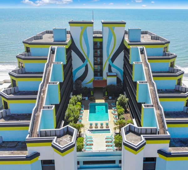 Aerial of Monterey Bay Suites Rooftop Pool